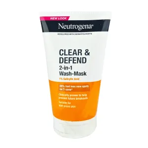 Neutrogena Clear & Defend 2-in-1, 1% Salicylic Acid Wash-Mask 150ml